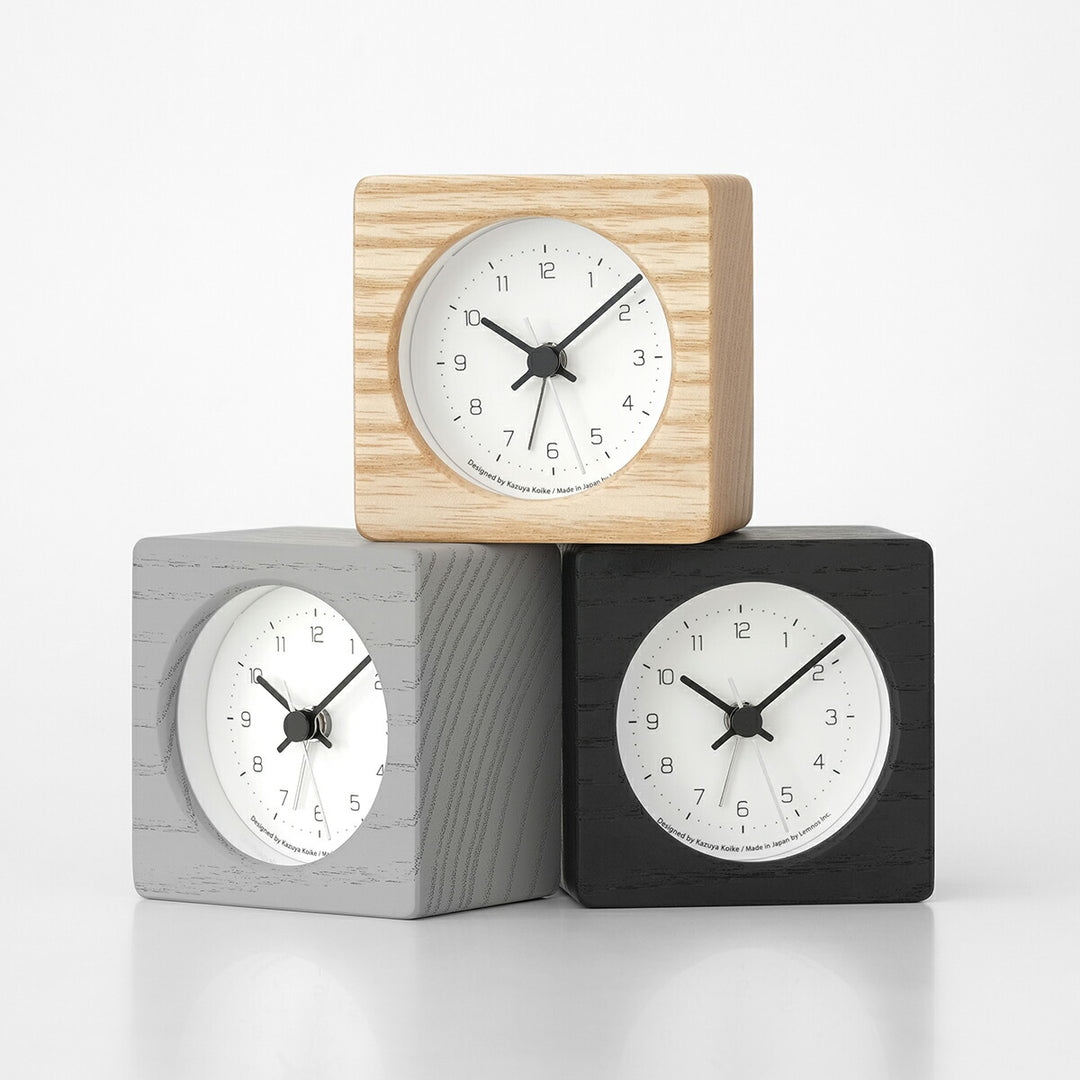 タカタレムノス 置き時計 デザインオブジェクト ニュート アラーム クロック グレー クオーツ 電池式 スイープセコンド 小池 和也 KK24-09GY