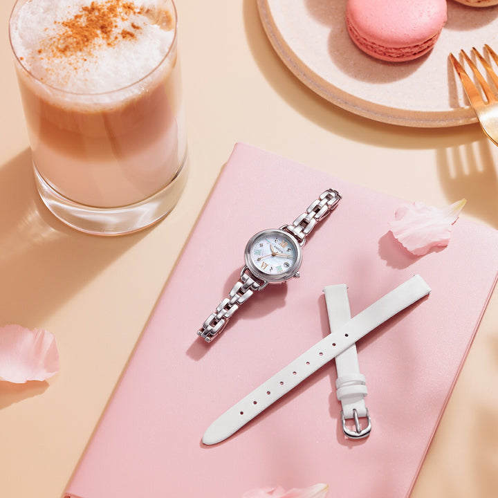 シチズン ウィッカ カフェタイム 限定モデル KL0-511-21 レディース ソーラー電波 白蝶貝ダイヤル 替えベルトつき