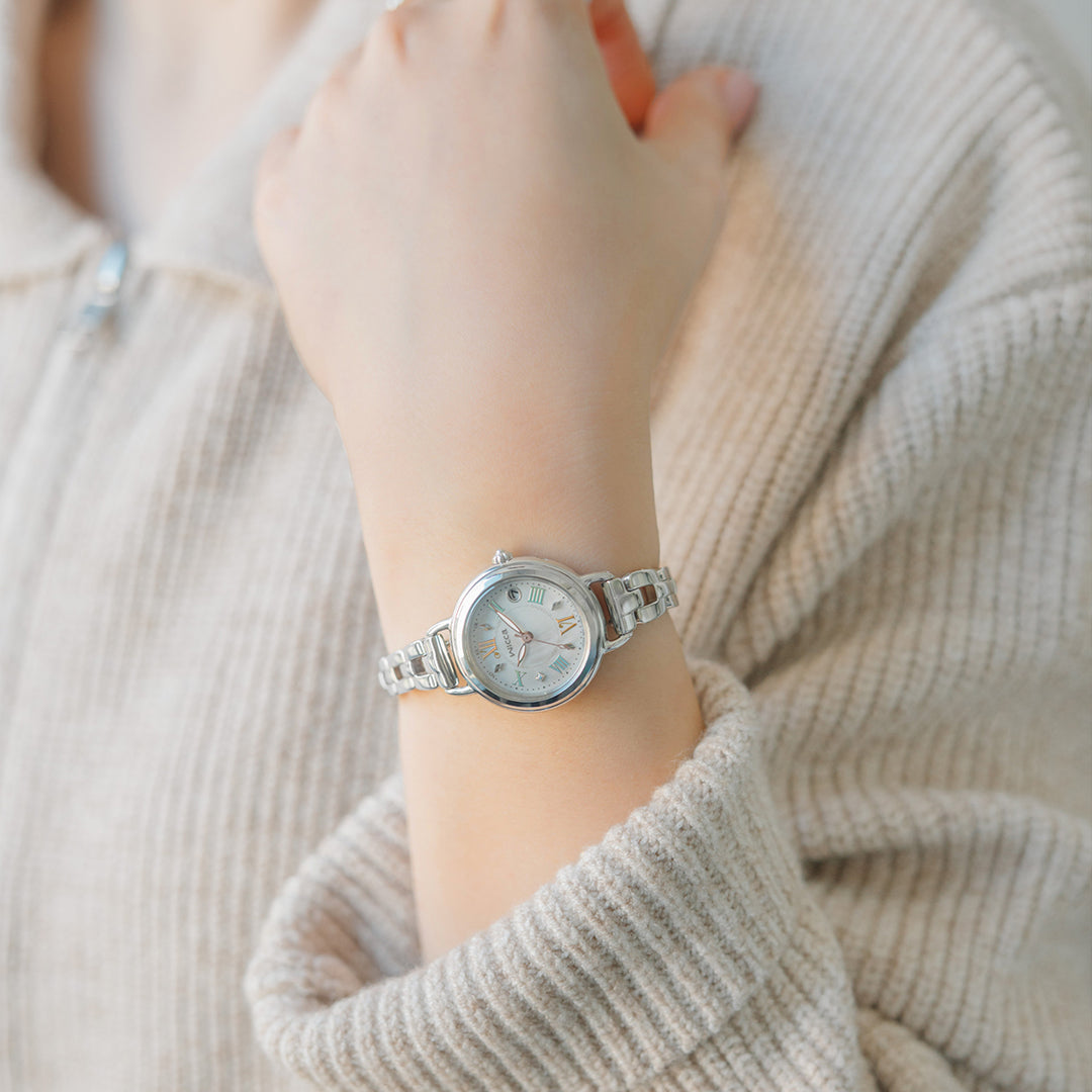 シチズン ウィッカ カフェタイム 限定モデル KL0-511-21 レディース ソーラー電波 白蝶貝ダイヤル 替えベルトつき