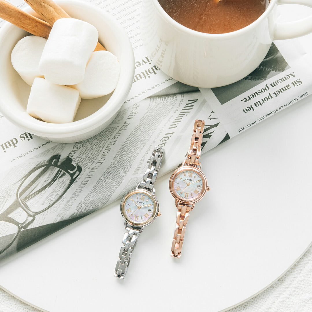 シチズン ウィッカ カフェタイム KL0-537-21 レディース ソーラー電波 白蝶貝ダイヤル シルバー