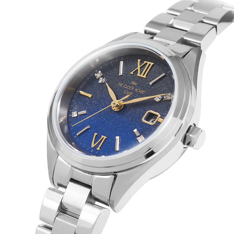 ザ・クロックハウス スマイルダイヤモンド 2025 限定モデル 月光 LBC1008-NV1ALIM レディース ソーラー 3針 ネイビーダイヤル