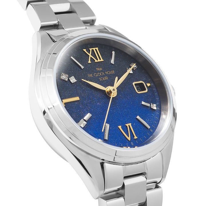 ザ・クロックハウス スマイルダイヤモンド 2025 限定モデル 月光 LBC1008-NV1ALIM レディース ソーラー 3針 ネイビーダイヤル