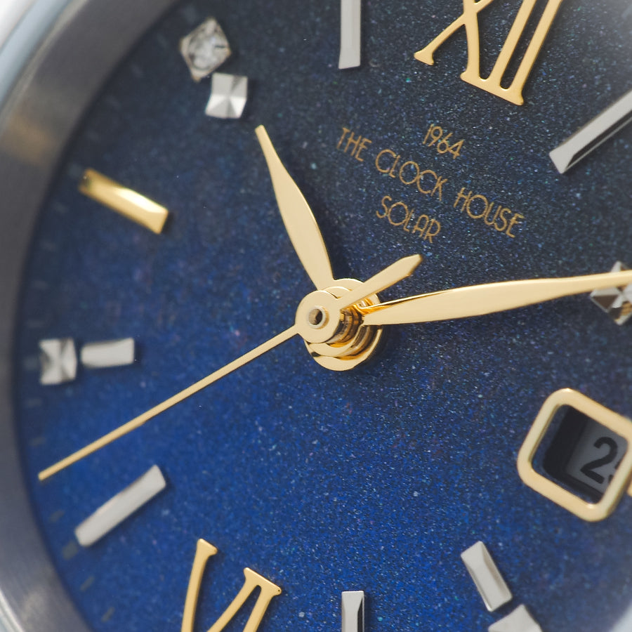 ザ・クロックハウス スマイルダイヤモンド 2025 限定モデル 月光 LBC1008-NV1ALIM レディース ソーラー 3針 ネイビーダイヤル