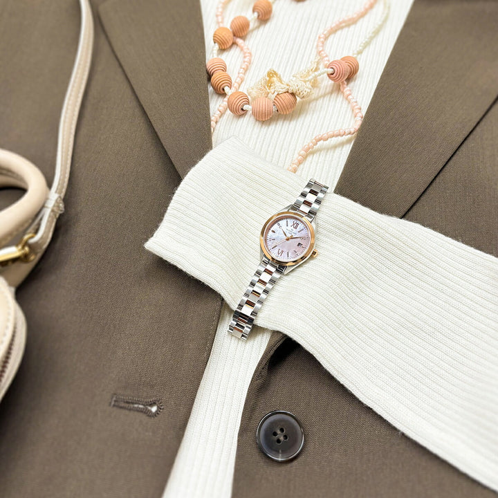 ザ・クロックハウス スマイルダイヤモンド SAKURA 限定モデル 2026 LBC1008-PK2ALIM レディース ソーラー 3針 白蝶貝ダイヤル