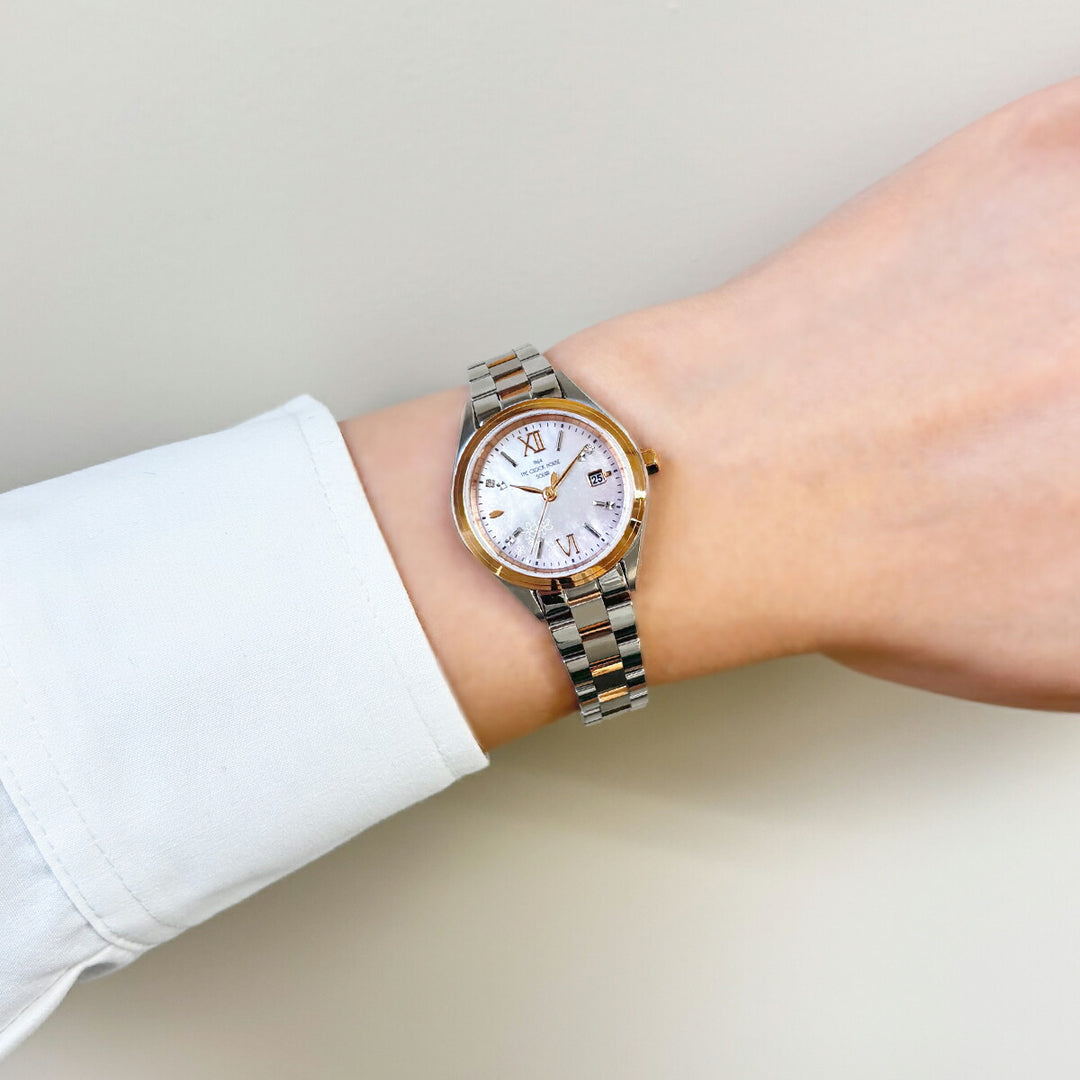 ザ・クロックハウス スマイルダイヤモンド SAKURA 限定モデル 2026 LBC1008-PK2ALIM レディース ソーラー 3針 白蝶貝ダイヤル