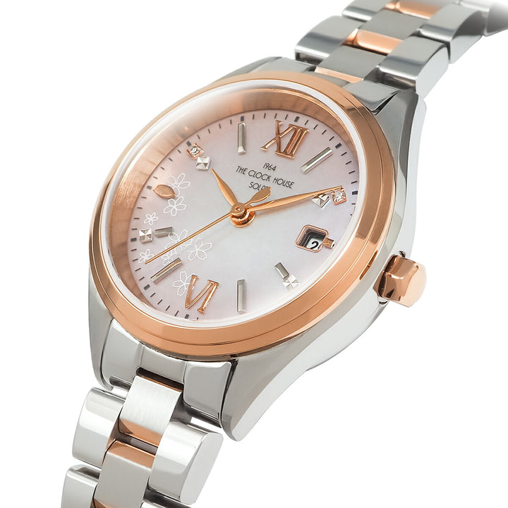 ザ・クロックハウス スマイルダイヤモンド SAKURA 限定モデル 2026 LBC1008-PK2ALIM レディース ソーラー 3針 白蝶貝ダイヤル