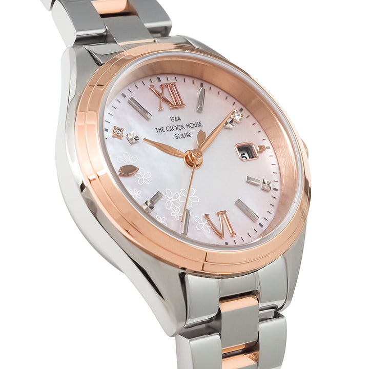 ザ・クロックハウス スマイルダイヤモンド SAKURA 限定モデル 2026 LBC1008-PK2ALIM レディース ソーラー 3針 白蝶貝ダイヤル
