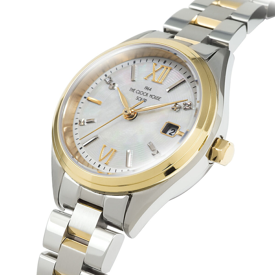 ザ・クロックハウス スマイルダイヤモンド 2025 限定モデル 冬のきらめき LBC1008-WH3ALIM レディース ソーラー 3針 白蝶貝ダイヤル