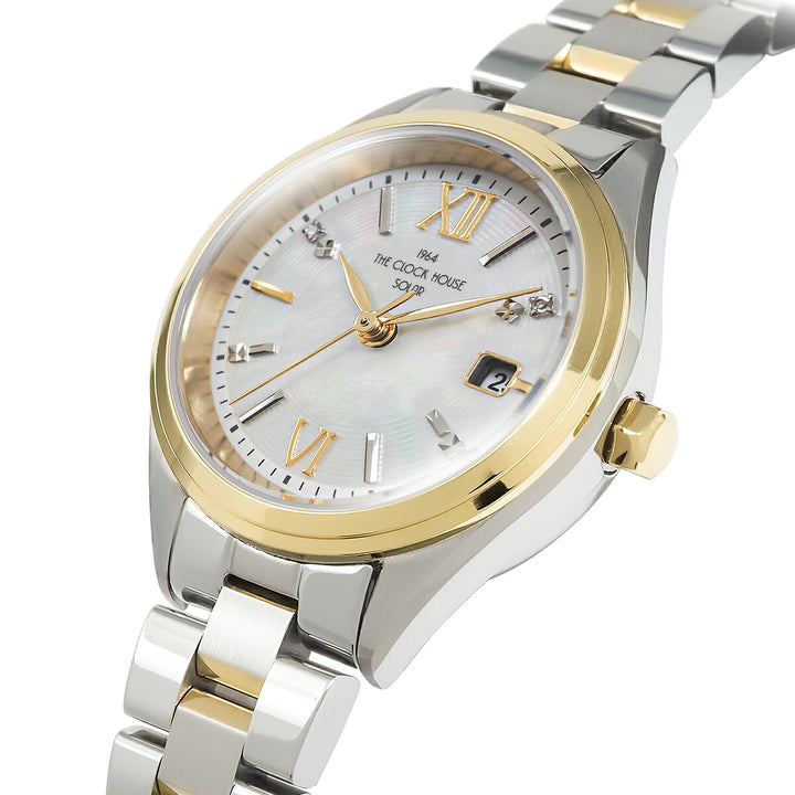 ザ・クロックハウス スマイルダイヤモンド 2025 限定モデル 冬のきらめき LBC1008-WH3ALIM レディース ソーラー 3針 白蝶貝ダイヤル