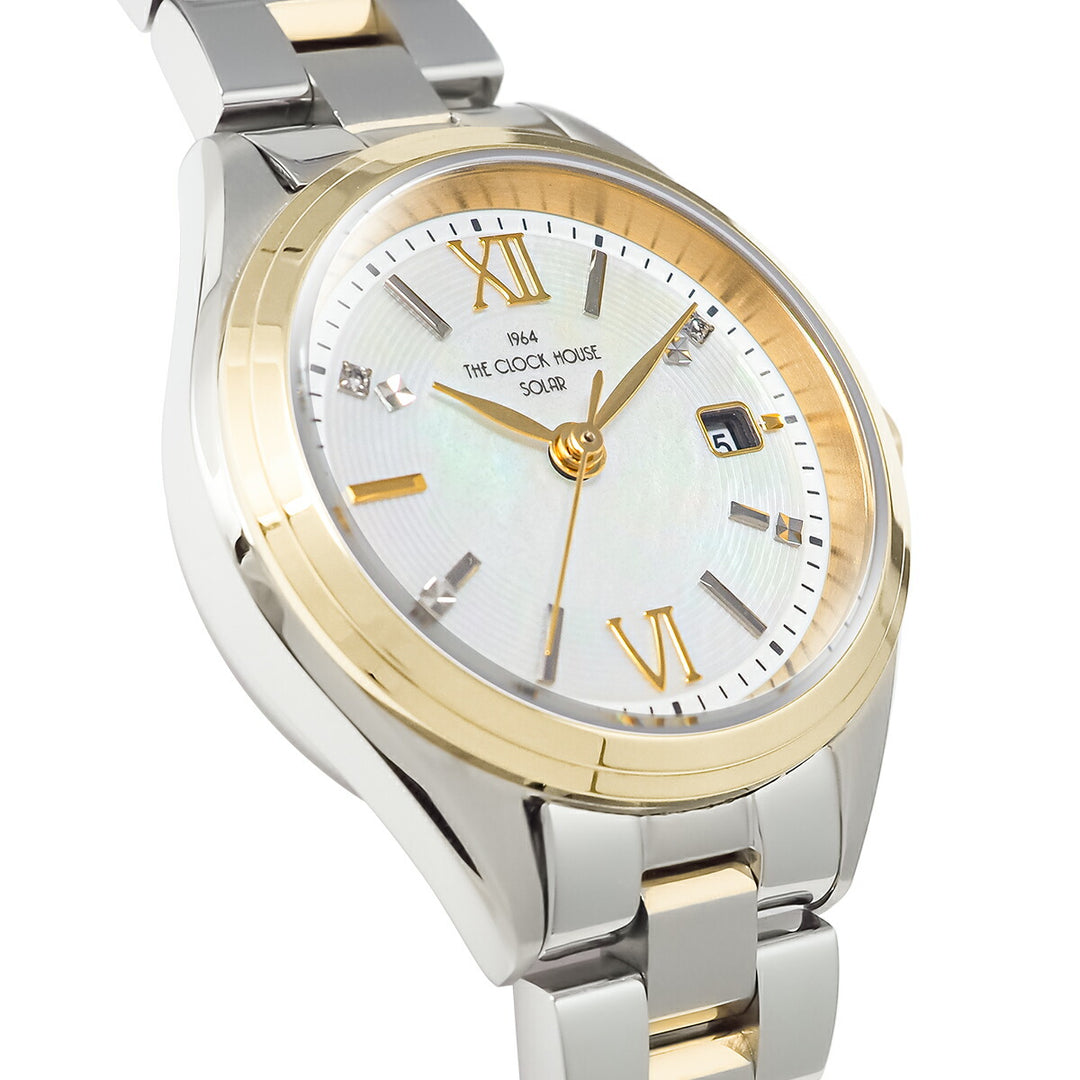 ザ・クロックハウス スマイルダイヤモンド 2025 限定モデル 冬のきらめき LBC1008-WH3ALIM レディース ソーラー 3針 白蝶貝ダイヤル