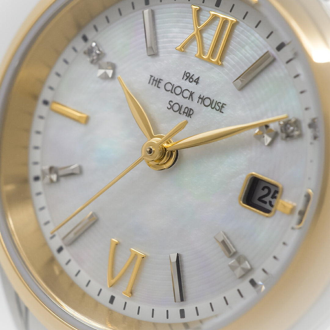 ザ・クロックハウス スマイルダイヤモンド 2025 限定モデル 冬のきらめき LBC1008-WH3ALIM レディース ソーラー 3針 白蝶貝ダイヤル