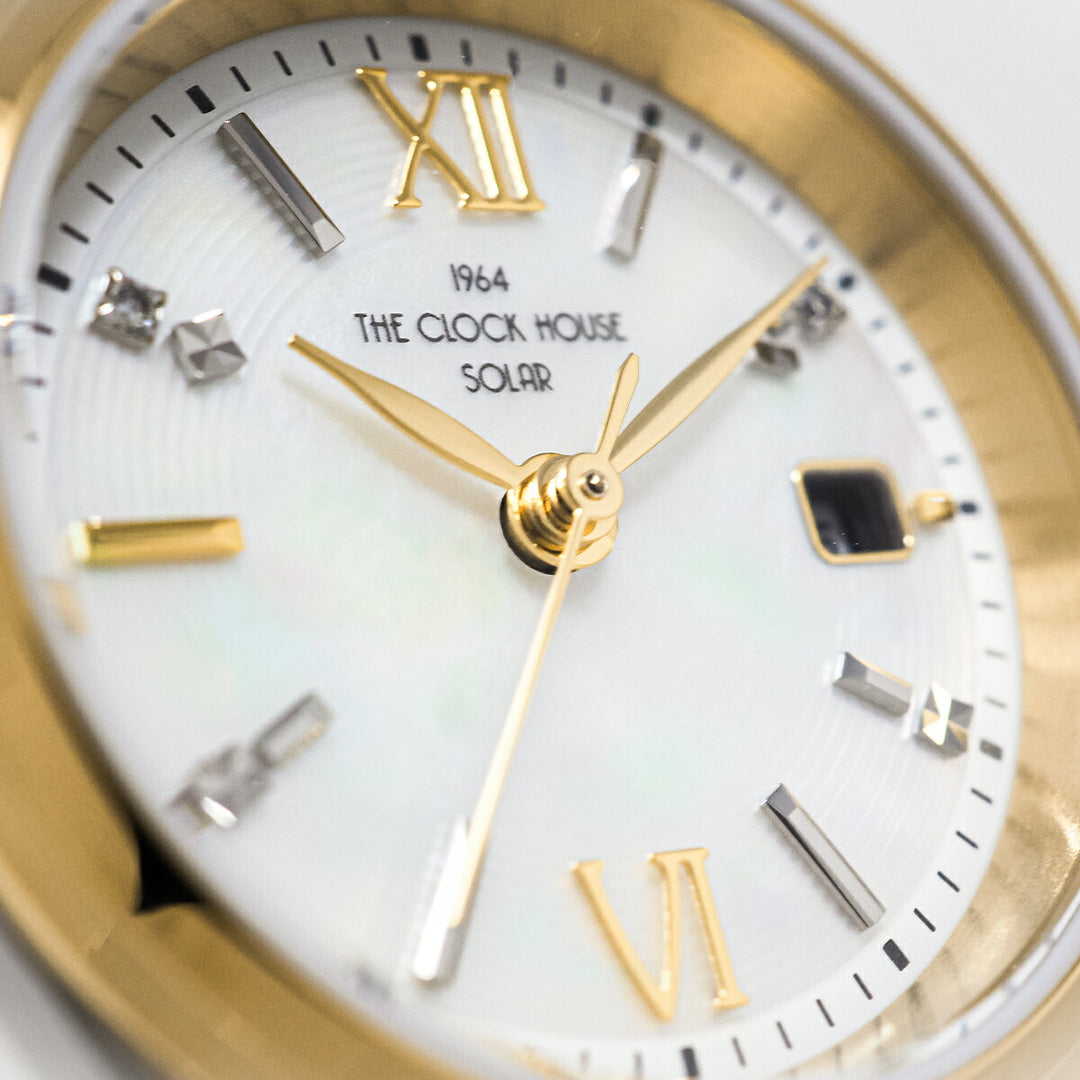 ザ・クロックハウス スマイルダイヤモンド 2025 限定モデル 冬のきらめき LBC1008-WH3ALIM レディース ソーラー 3針 白蝶貝ダイヤル