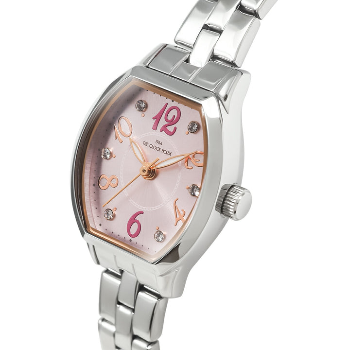 ザ・クロックハウス ビジネスカジュアル LBC5002-PK1A-R1 レディース クオーツ 電池式 トノー ピンクダイヤル アラビアインデックス