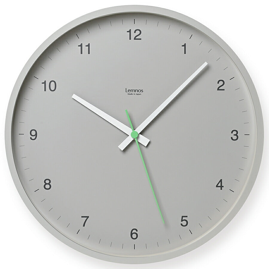 タカタレムノス 掛け時計 カーサ ブローテ クオーツ 電池式 グレー ライムグリーン スイープセコンド LC24-04GY
