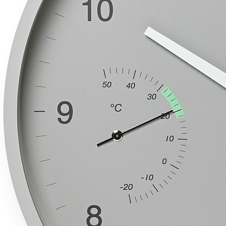 タカタレムノス 掛け時計 カーサ ブローテ 温湿度計付 クオーツ 電池式 グレー スイープセコンド LC24-05GY