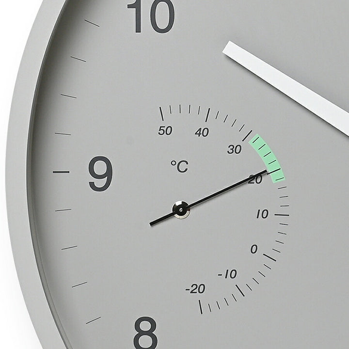 タカタレムノス 掛け時計 カーサ ブローテ 温湿度計付 クオーツ 電池式 グレー スイープセコンド LC24-05GY