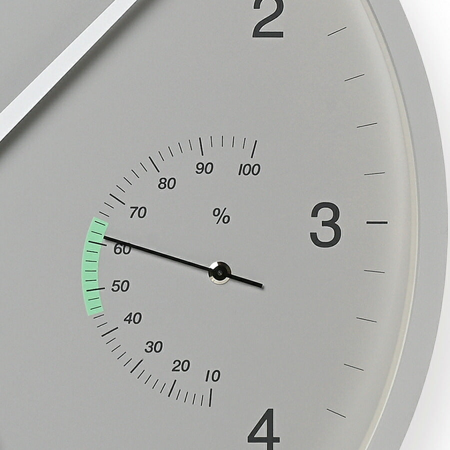 タカタレムノス 掛け時計 カーサ ブローテ 温湿度計付 クオーツ 電池式 グレー スイープセコンド LC24-05GY