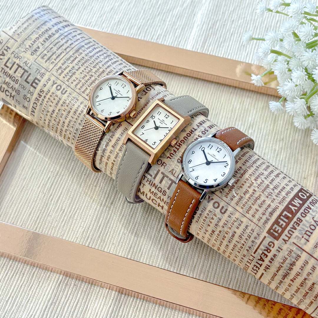 ザ・クロックハウス ナチュラルカジュアル ニューウインドウ LNC1004-WG2B レディース 腕時計 ソーラー 3針 レクタングル グレージュホワイトダイヤル 革ベルト