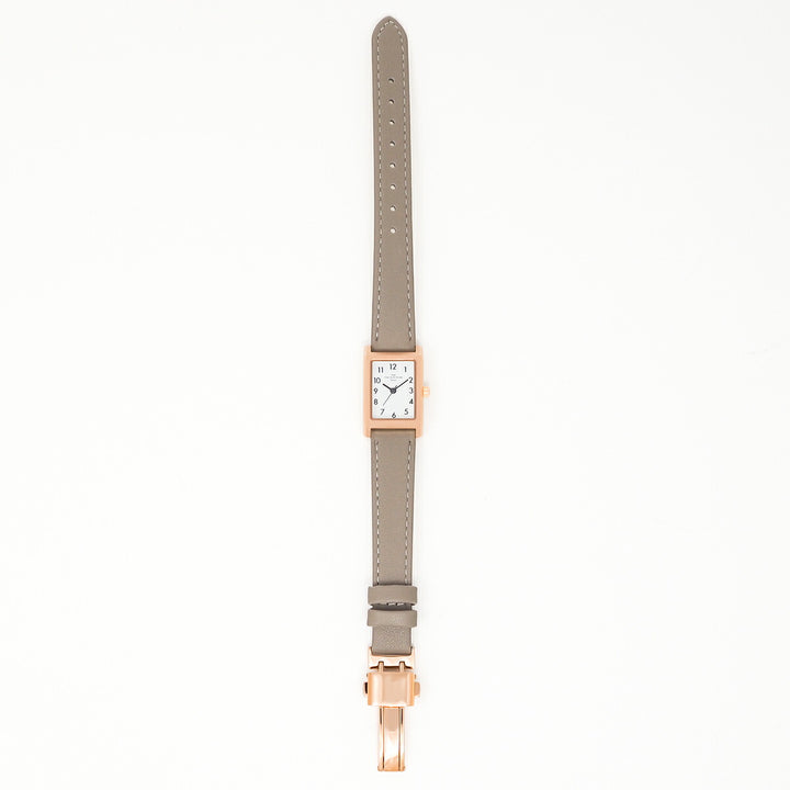 ザ・クロックハウス ナチュラルカジュアル ニューウインドウ LNC1004-WG2B レディース 腕時計 ソーラー 3針 レクタングル グレージュホワイトダイヤル 革ベルト