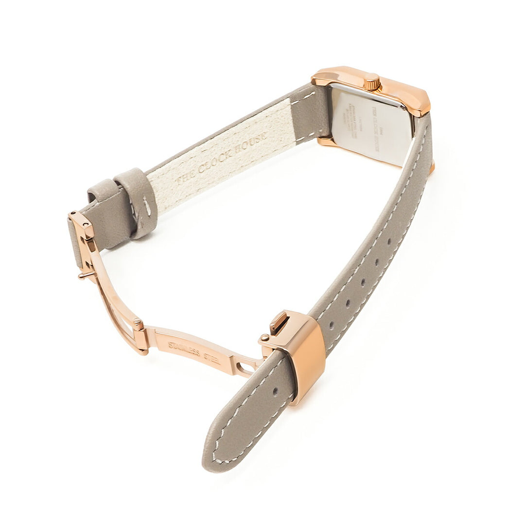 ザ・クロックハウス ナチュラルカジュアル ニューウインドウ LNC1004-WG2B レディース 腕時計 ソーラー 3針 レクタングル グレージュホワイトダイヤル 革ベルト