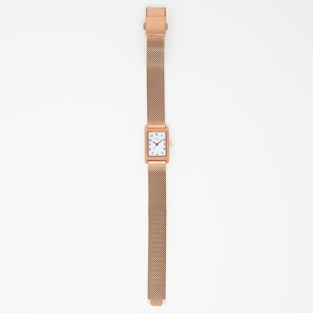 ザ・クロックハウス ナチュラルカジュアル ニューウインドウ LNC1004-WH1A レディース 腕時計 ソーラー 3針 レクタングル ペールホワイトダイヤル ピンクゴールド メッシュバンド