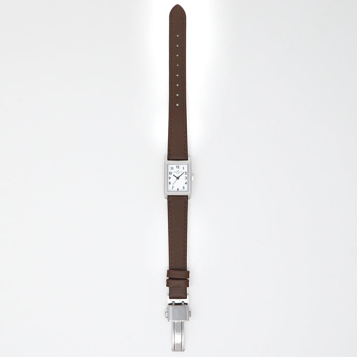 ザ・クロックハウス ナチュラルカジュアル ニューウインドウ LNC1004-WH3B レディース 腕時計 ソーラー 3針 レクタングル ソフトホワイトダイヤル ブラウン 革ベルト