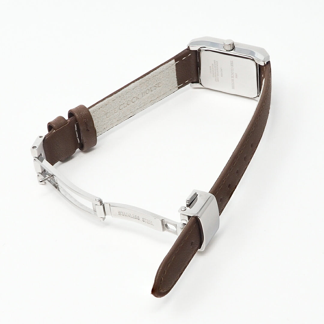 ザ・クロックハウス ナチュラルカジュアル ニューウインドウ LNC1004-WH3B レディース 腕時計 ソーラー 3針 レクタングル ソフトホワイトダイヤル ブラウン 革ベルト