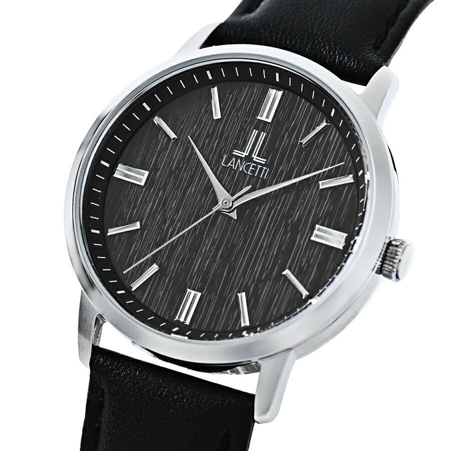 ランチェッティ ソーラー 3針モデル LT6881-BK メンズ ブラックダイヤル 革ベルト