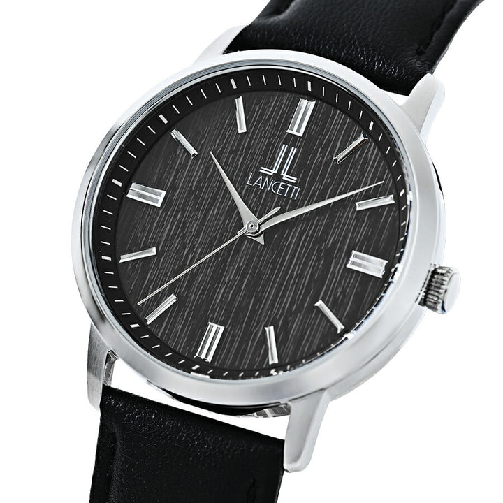 ランチェッティ ソーラー 3針モデル LT6881-BK メンズ ブラックダイヤル 革ベルト