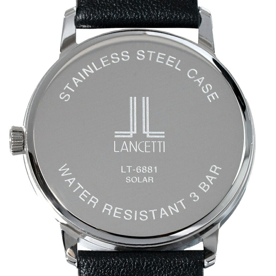 ランチェッティ ソーラー 3針モデル LT6881-BK メンズ ブラックダイヤル 革ベルト