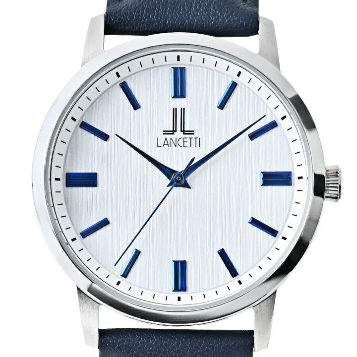 ランチェッティ ペア ソーラー 3針モデル LT6881-WH1 メンズ ホワイトダイヤル ブルー 革ベルト