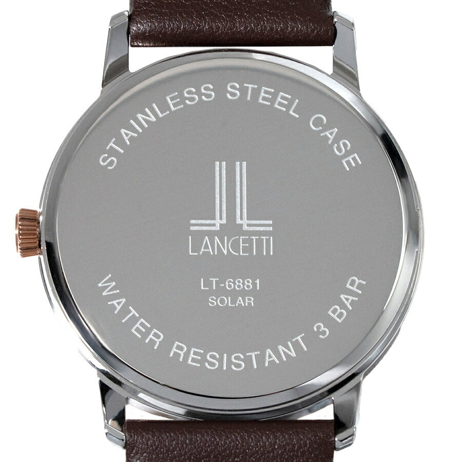 ランチェッティ ペア ソーラー 3針モデル LT6881-WH2 メンズ ホワイトダイヤル ブラウン 革ベルト