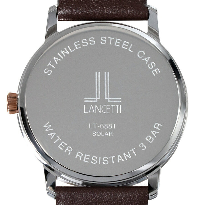 ランチェッティ ペア ソーラー 3針モデル LT6881-WH2 メンズ ホワイトダイヤル ブラウン 革ベルト