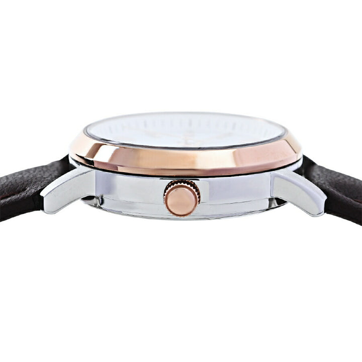 ランチェッティ ペア ソーラー 3針モデル LT6882-WH2 レディース ホワイトダイヤル ゴールドアクセント ブラウン 革ベルト