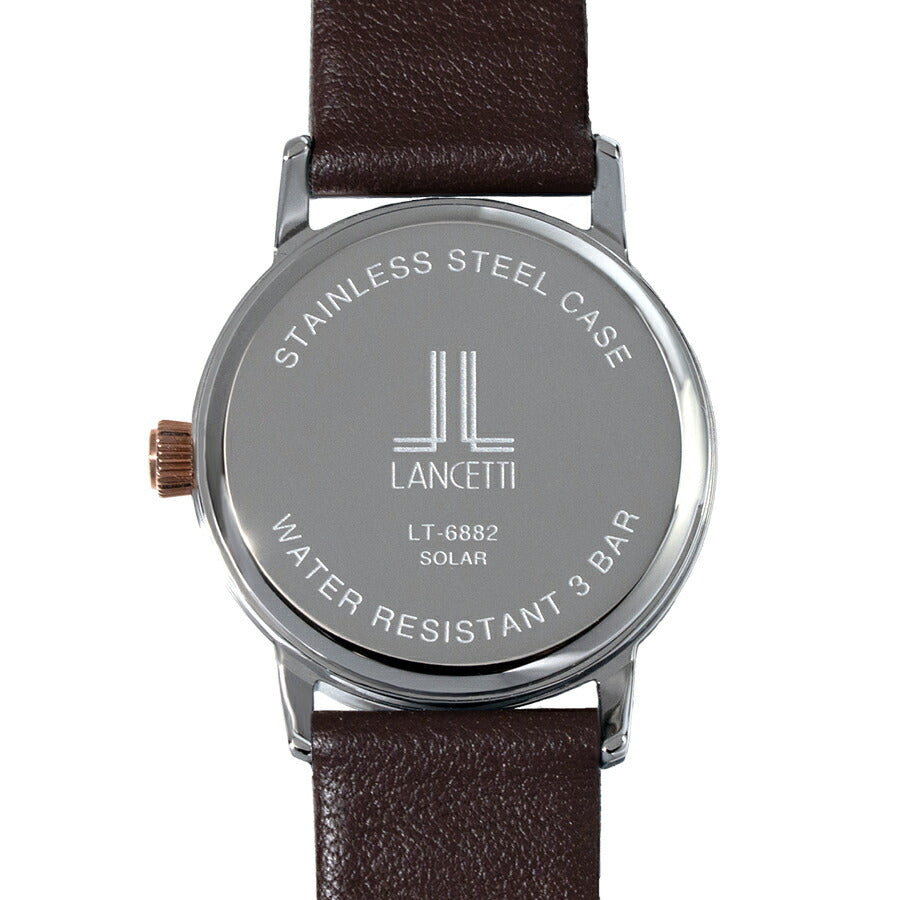 ランチェッティ ペア ソーラー 3針モデル LT6882-WH2 レディース ホワイトダイヤル ゴールドアクセント ブラウン 革ベルト
