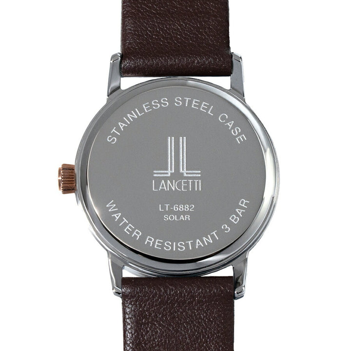 ランチェッティ ペア ソーラー 3針モデル LT6882-WH2 レディース ホワイトダイヤル ゴールドアクセント ブラウン 革ベルト