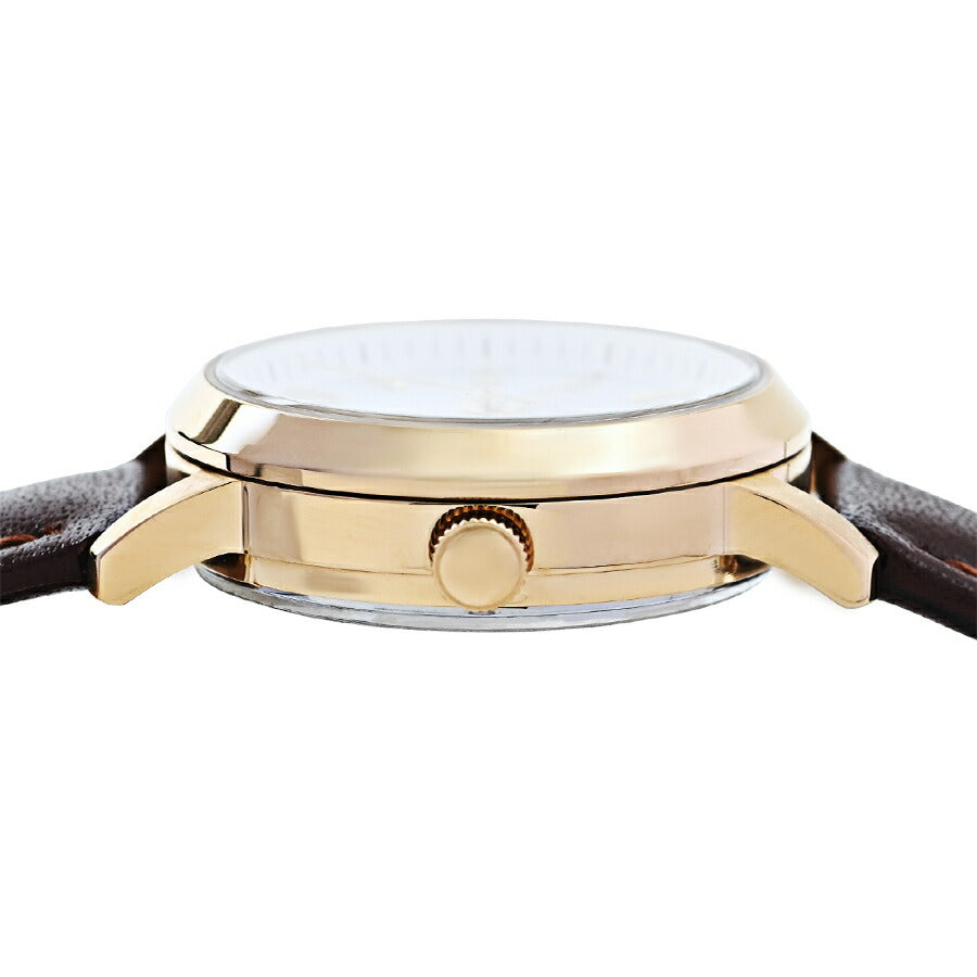 ランチェッティ ソーラー 3針モデル LT6882-WH4 レディース ホワイトダイヤル ゴールドアクセント ブラウン 革ベルト