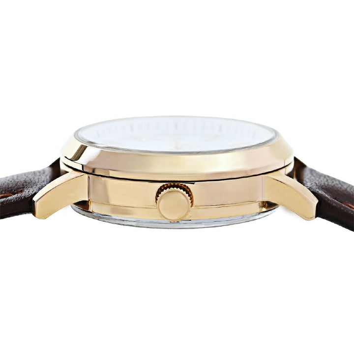 ランチェッティ ソーラー 3針モデル LT6882-WH4 レディース ホワイトダイヤル ゴールドアクセント ブラウン 革ベルト