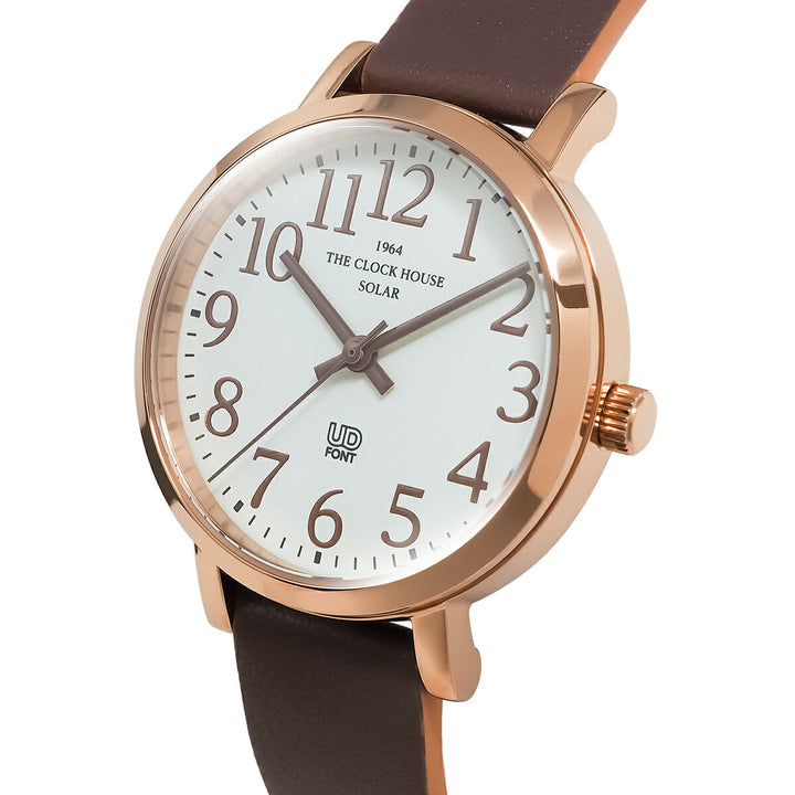 ザ・クロックハウス UD ユーディー 32mm LUD1003-WH1B メンズ レディース ソーラー 3針 ホワイトダイヤル ブラウン 革ベルト