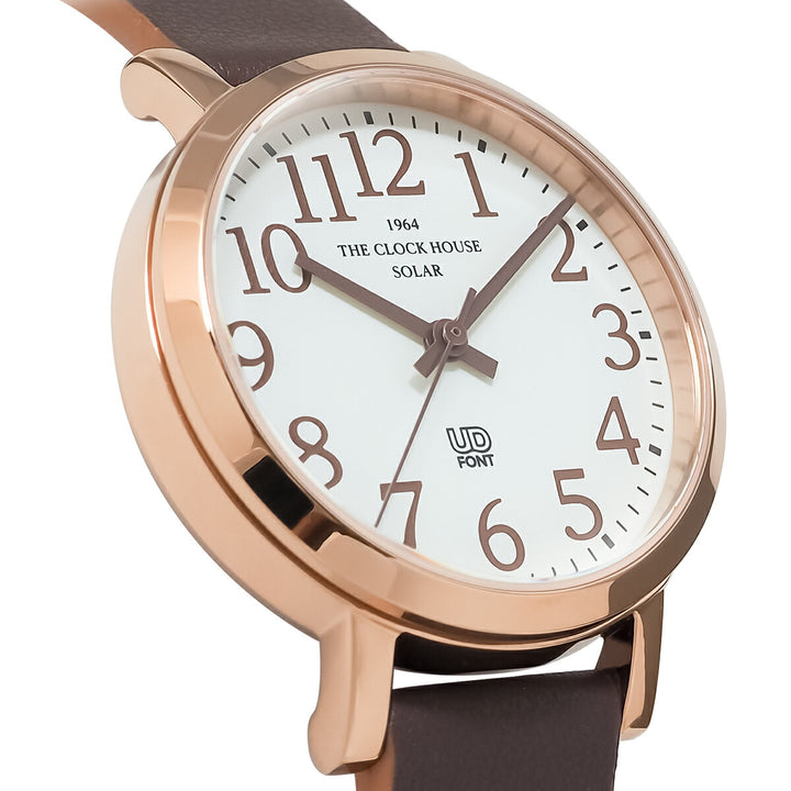 ザ・クロックハウス UD ユーディー 32mm LUD1003-WH1B メンズ レディース ソーラー 3針 ホワイトダイヤル ブラウン 革ベルト