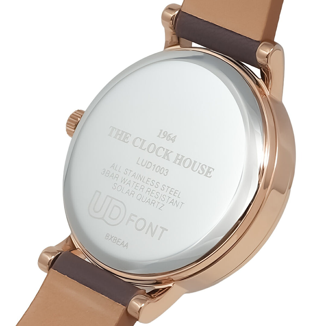 ザ・クロックハウス UD ユーディー 32mm LUD1003-WH1B メンズ レディース ソーラー 3針 ホワイトダイヤル ブラウン 革ベルト