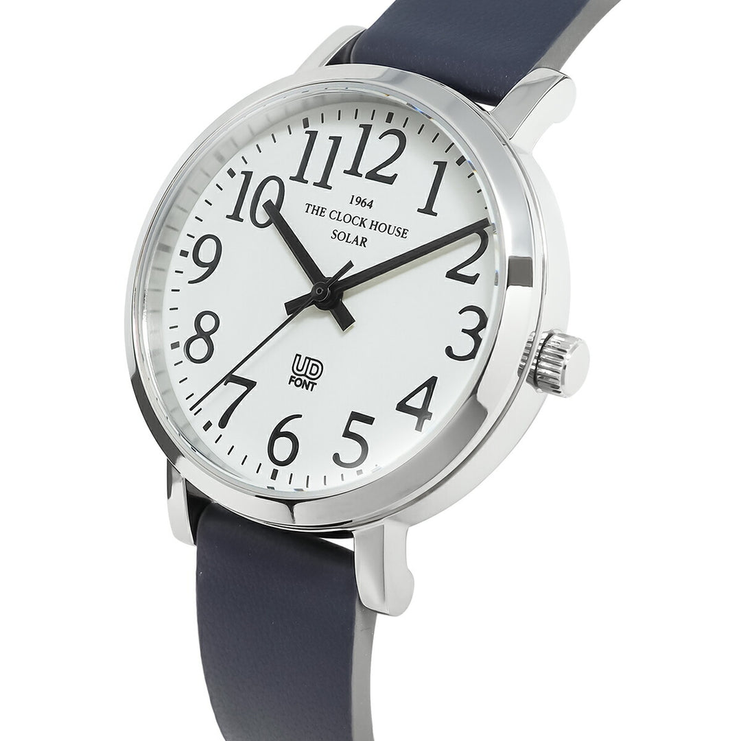 ザ・クロックハウス UD ユーディー 32mm LUD1003-WH2B メンズ レディース ソーラー 3針 ホワイトダイヤル ネイビー 革ベルト