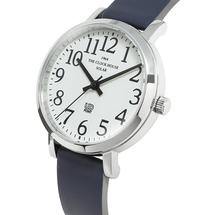 ザ・クロックハウス UD ユーディー 32mm LUD1003-WH2B メンズ レディース ソーラー 3針 ホワイトダイヤル ネイビー 革ベルト