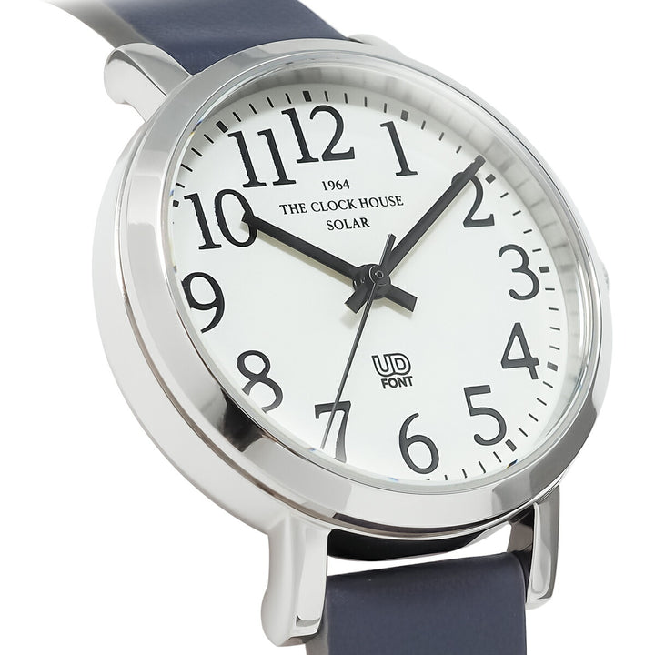 ザ・クロックハウス UD ユーディー 32mm LUD1003-WH2B メンズ レディース ソーラー 3針 ホワイトダイヤル ネイビー 革ベルト