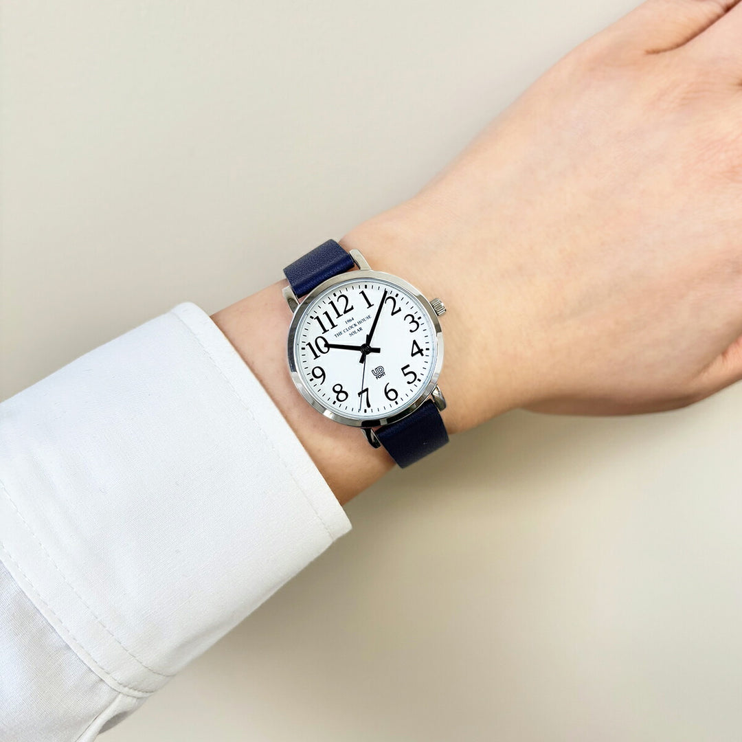 ザ・クロックハウス UD ユーディー 32mm LUD1003-WH2B メンズ レディース ソーラー 3針 ホワイトダイヤル ネイビー 革ベルト