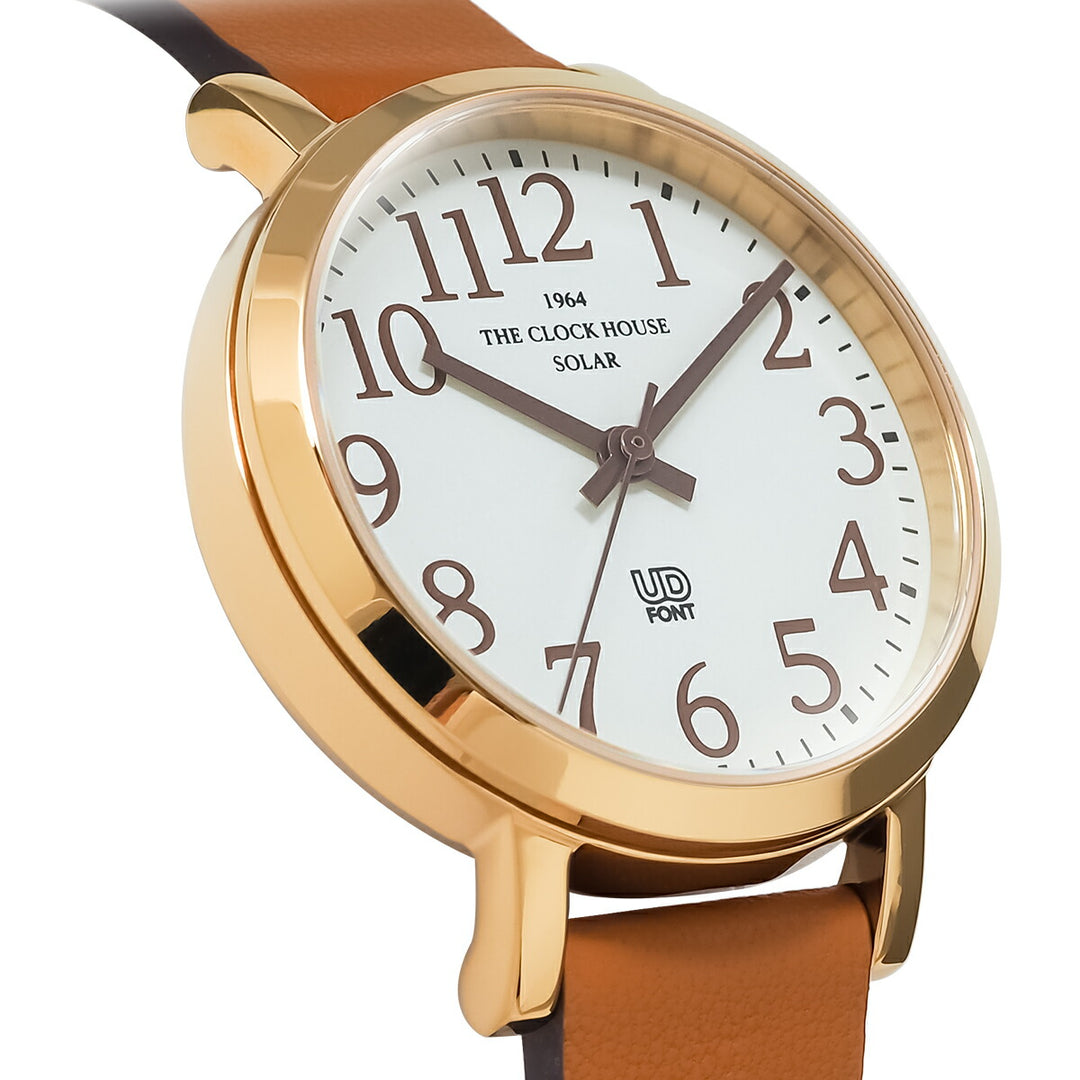 ザ・クロックハウス UD ユーディー 32mm LUD1003-WH3B メンズ レディース ソーラー 3針 ホワイトダイヤル ライトブラウン 革ベルト