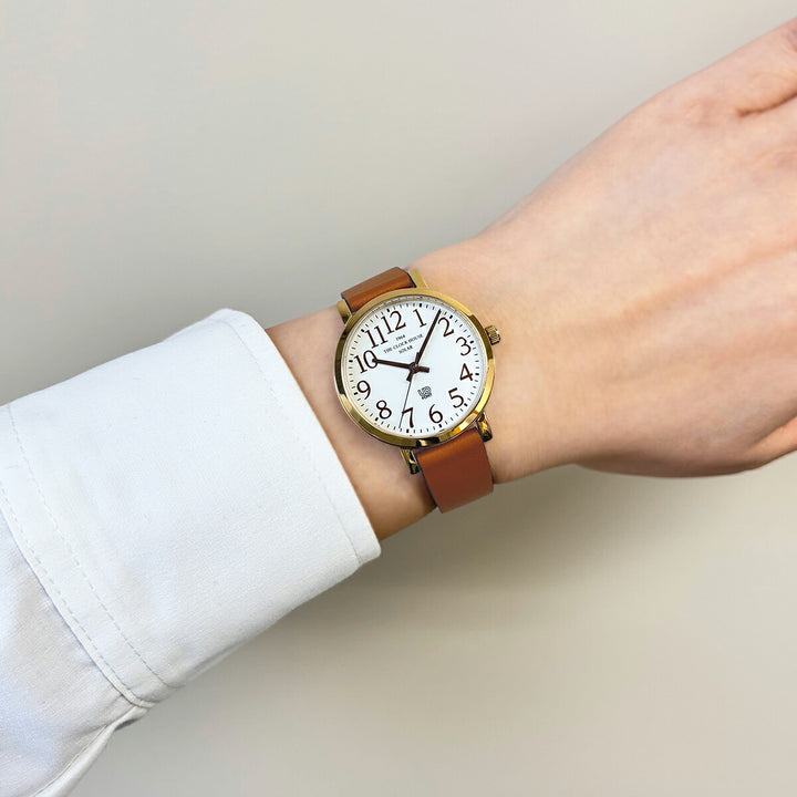ザ・クロックハウス UD ユーディー 32mm LUD1003-WH3B メンズ レディース ソーラー 3針 ホワイトダイヤル ライトブラウン 革ベルト