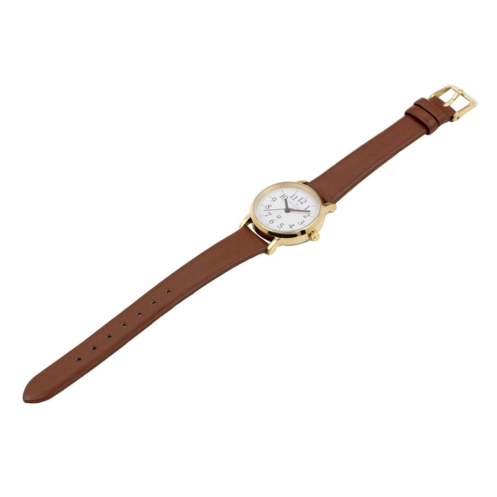 ザ・クロックハウス LUD5001-WH2B ユニバーサルデザイン レディース 腕時計 クオーツ 茶レザー ホワイト ゴールド UD THE CLOCK HOUSE