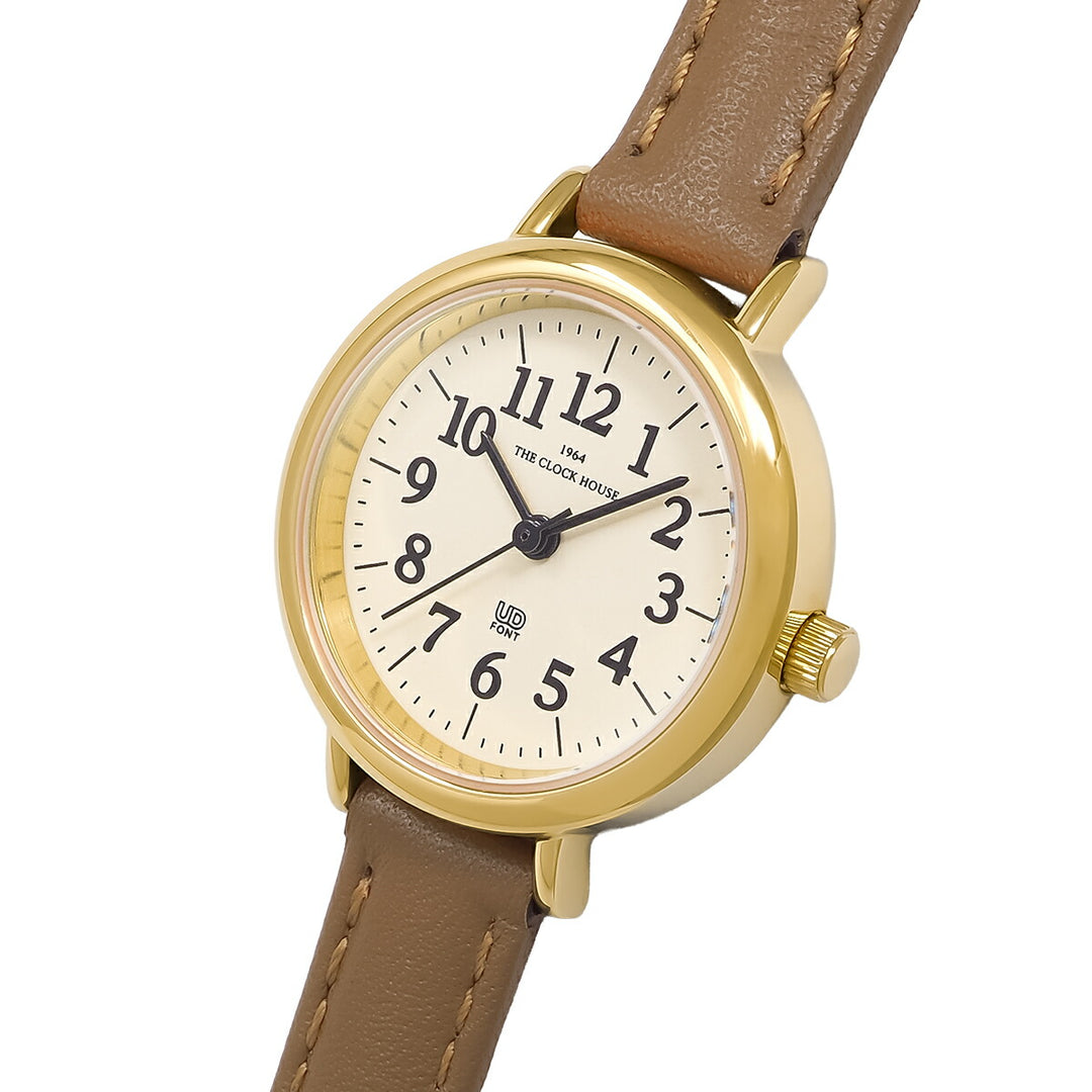 ザ・クロックハウス UD ユーディー 26mm LUD5002-CR1B レディース クオーツ 電池式 3針 クリームダイヤル ブラウン 革ベルト
