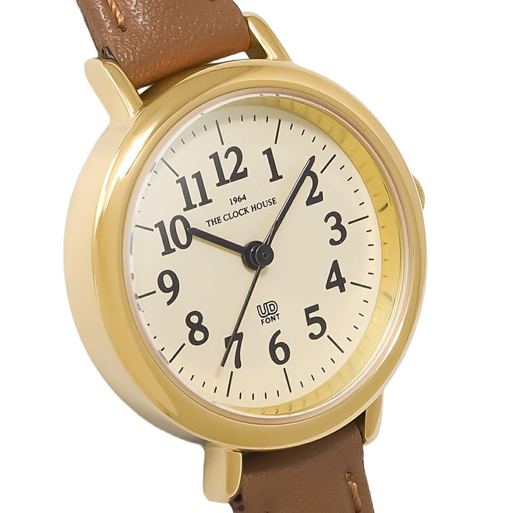 ザ・クロックハウス UD ユーディー 26mm LUD5002-CR1B レディース クオーツ 電池式 3針 クリームダイヤル ブラウン 革ベルト